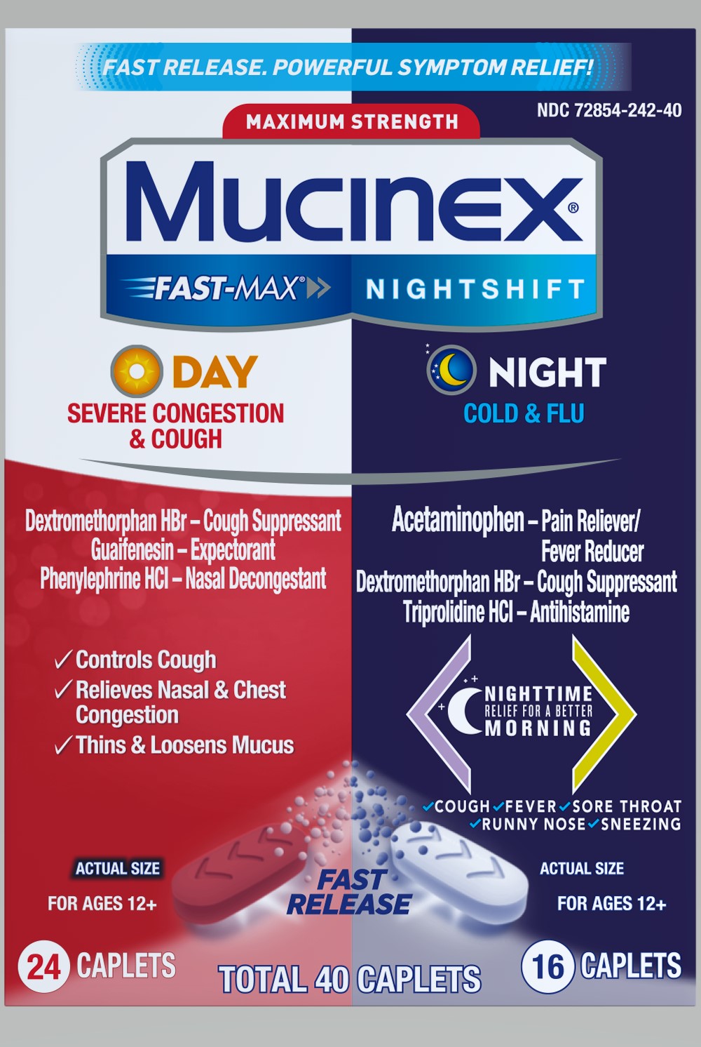 MUCINEX Nightshift Night Cold  Flu Caplets 